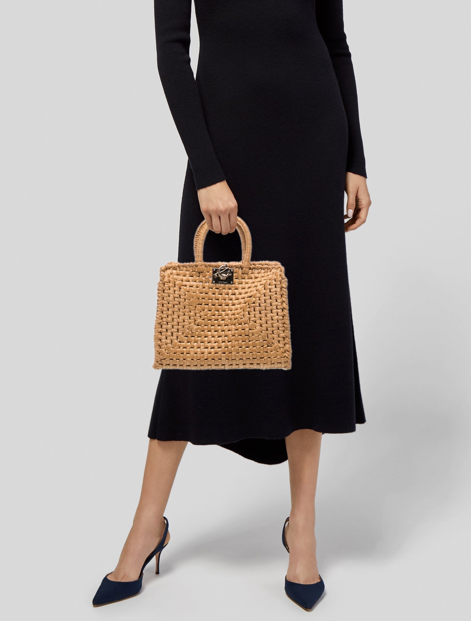 Salvatore Ferragamo Straw Top Handle Bag