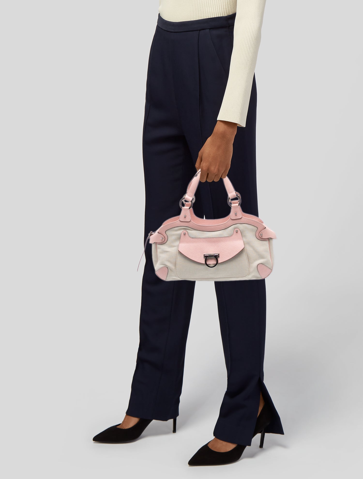 Salvatore Ferragamo Canvas Top Handle Bag