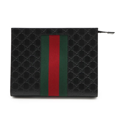 Gucci Leather Guccissima Web Clutch