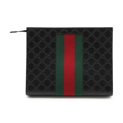 Gucci Leather Guccissima Web Clutch