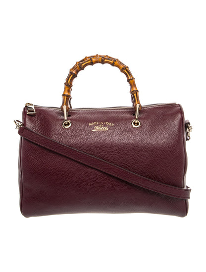 Gucci Bamboo Medium Calfskin Bamboo Boston Bag