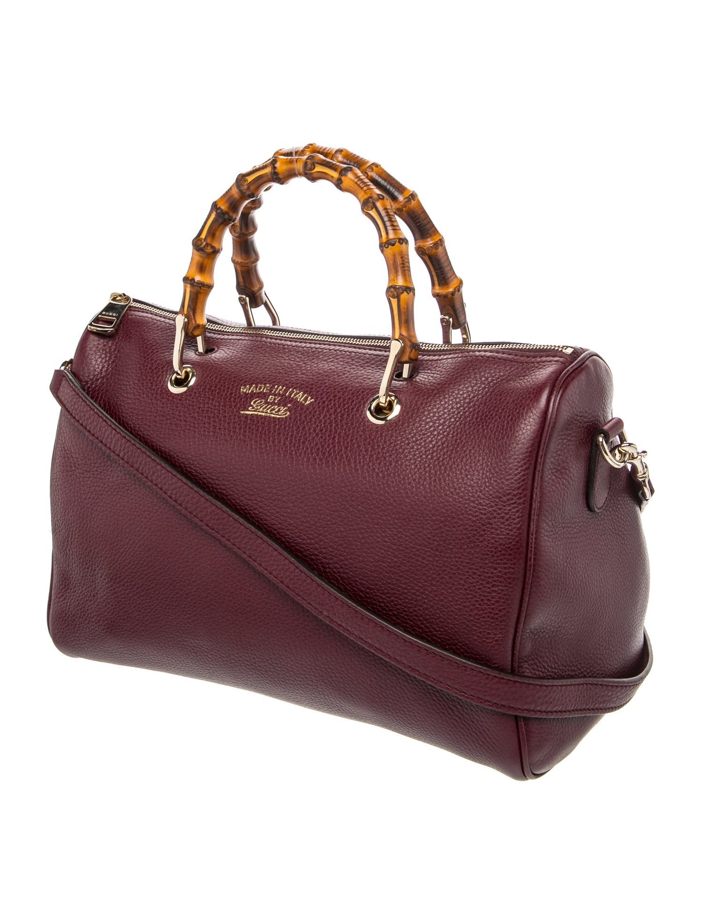 Gucci Bamboo Medium Calfskin Bamboo Boston Bag
