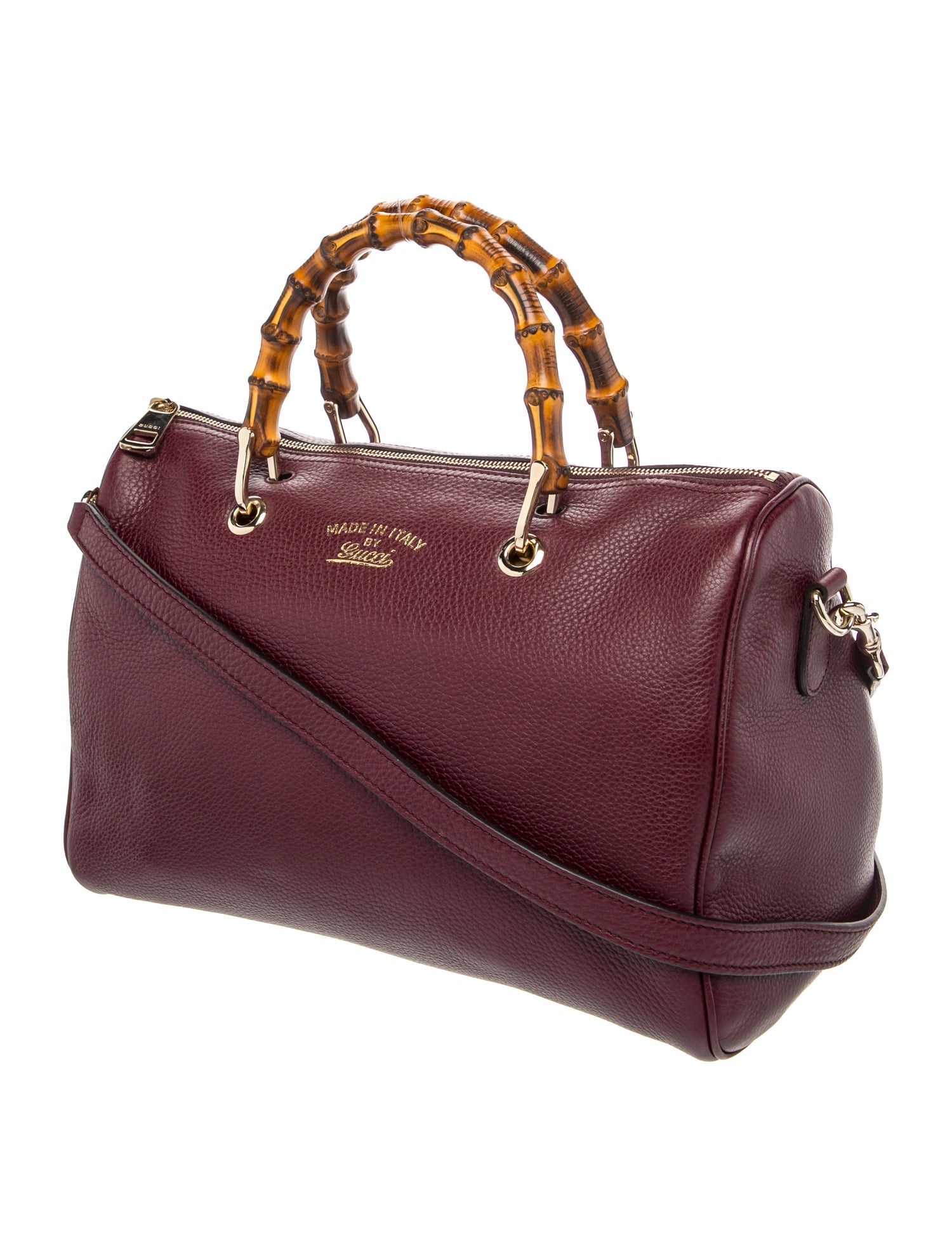 Gucci Bamboo Medium Calfskin Bamboo Boston Bag