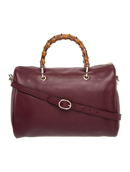 Gucci Bamboo Medium Calfskin Bamboo Boston Bag