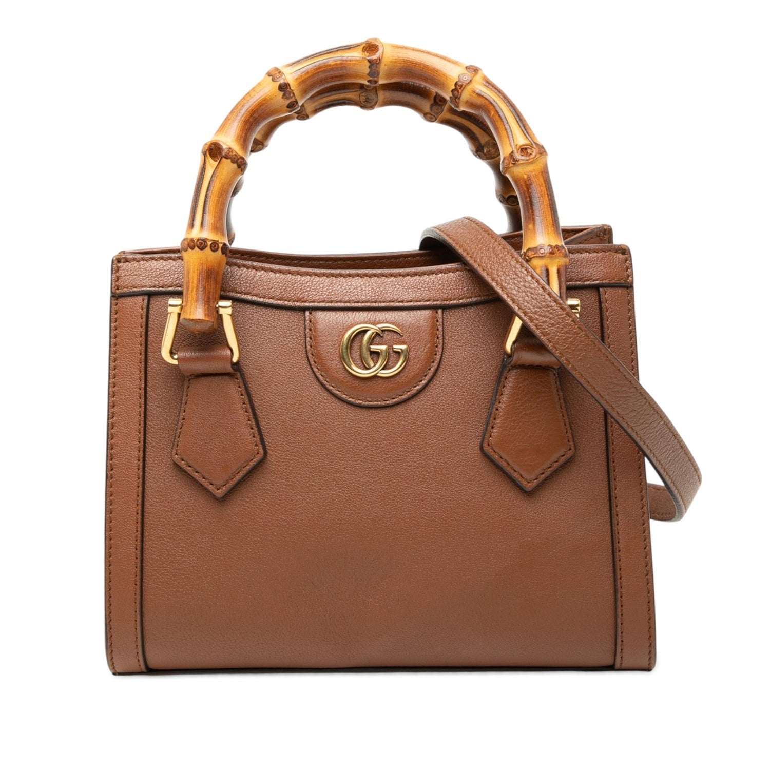Gucci Calf Leather Mini Calfskin Bamboo Diana Satchel