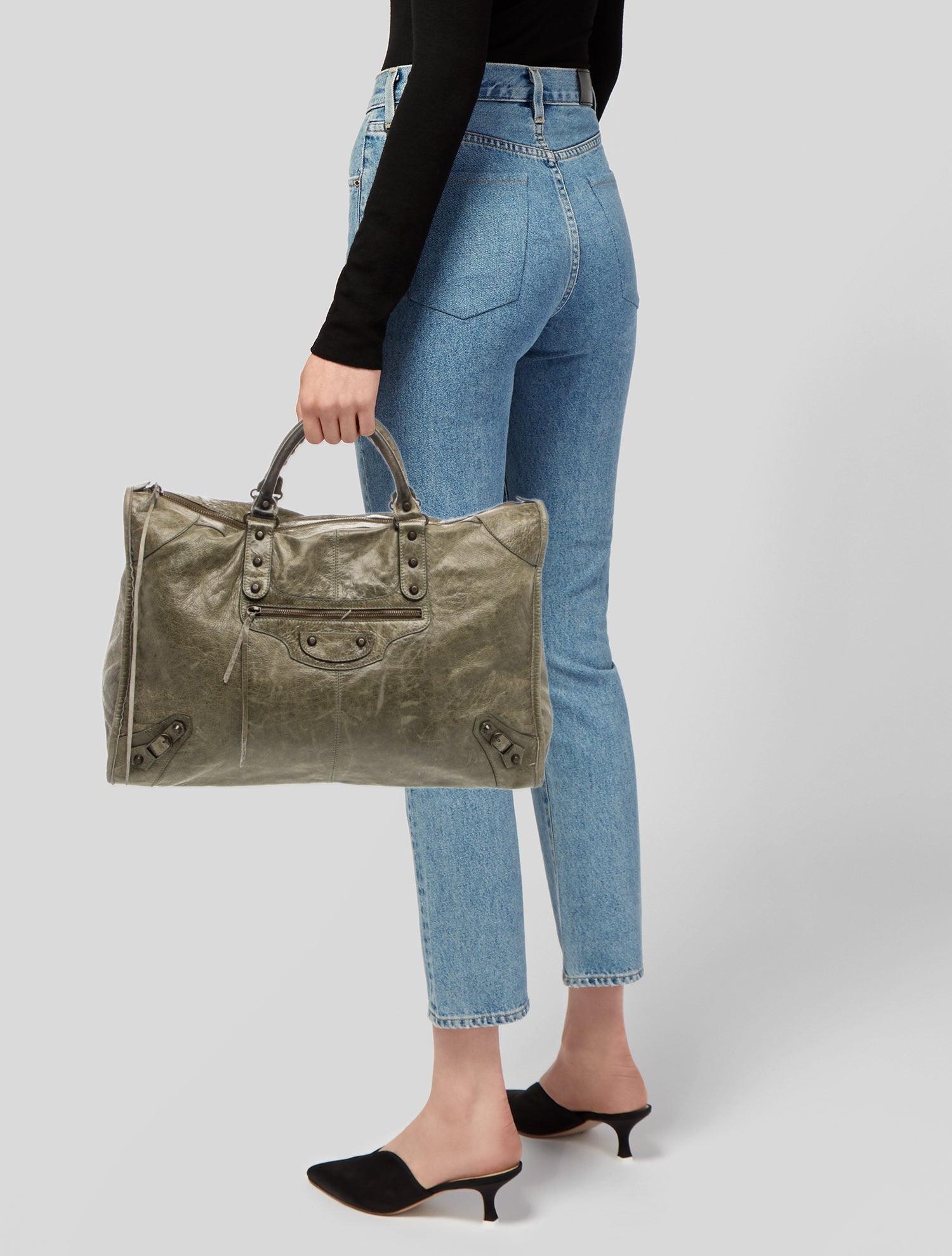 Balenciaga Leather Motocross Classic Voyage Weekender