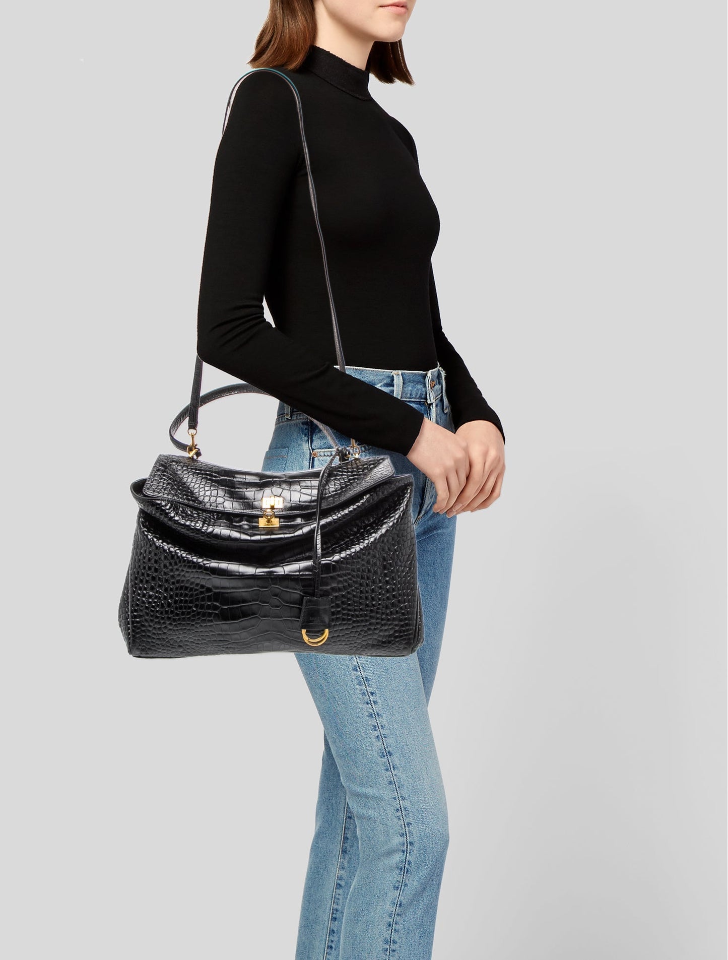 Balenciaga Embossed Leather Rodeo Large
