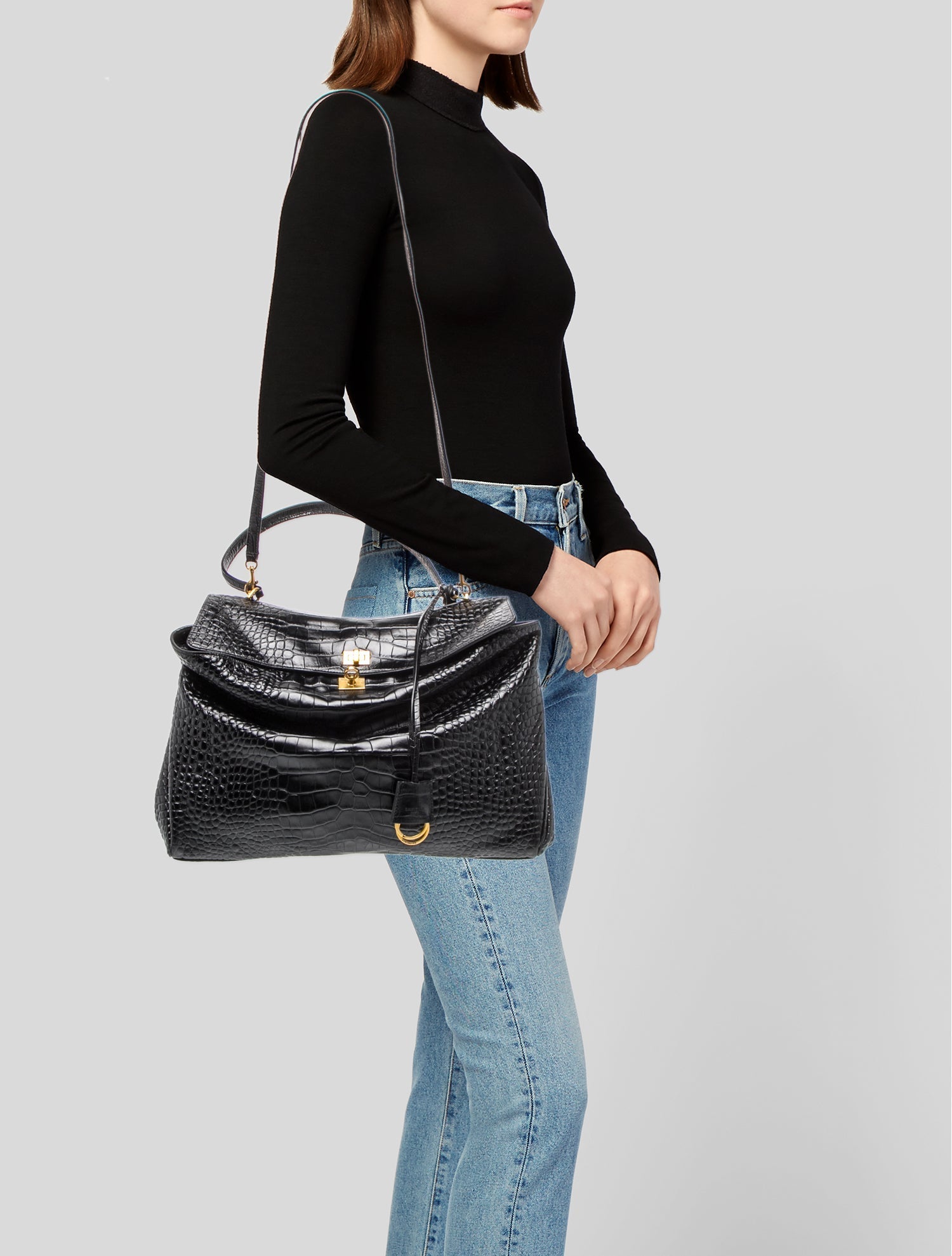 Balenciaga Embossed Leather Rodeo Large