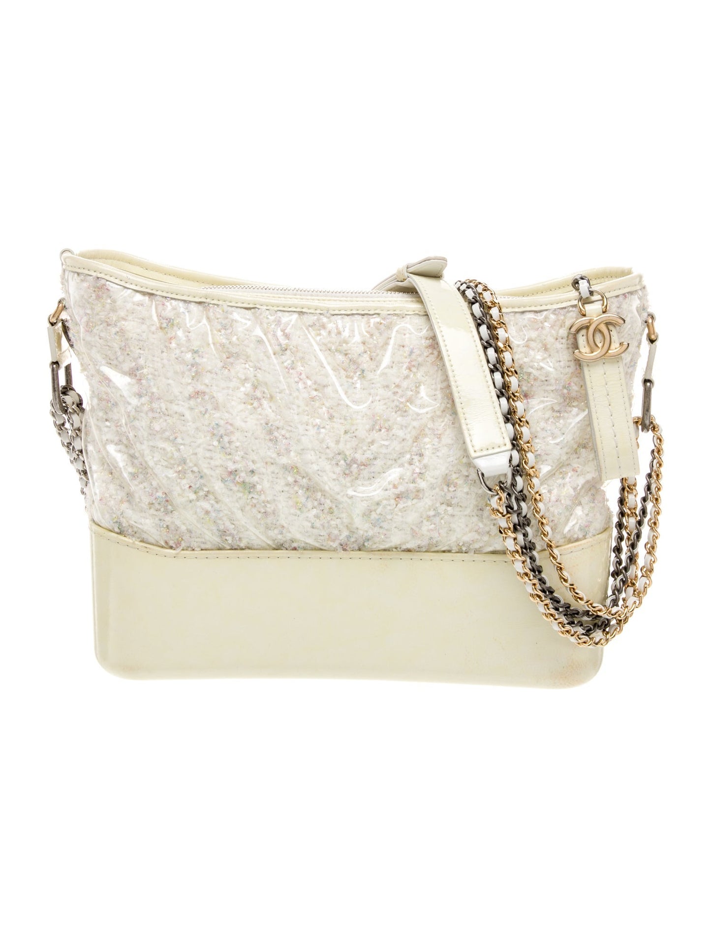 Chanel Medium PVC Chevron Gabrielle Tweed Hobo