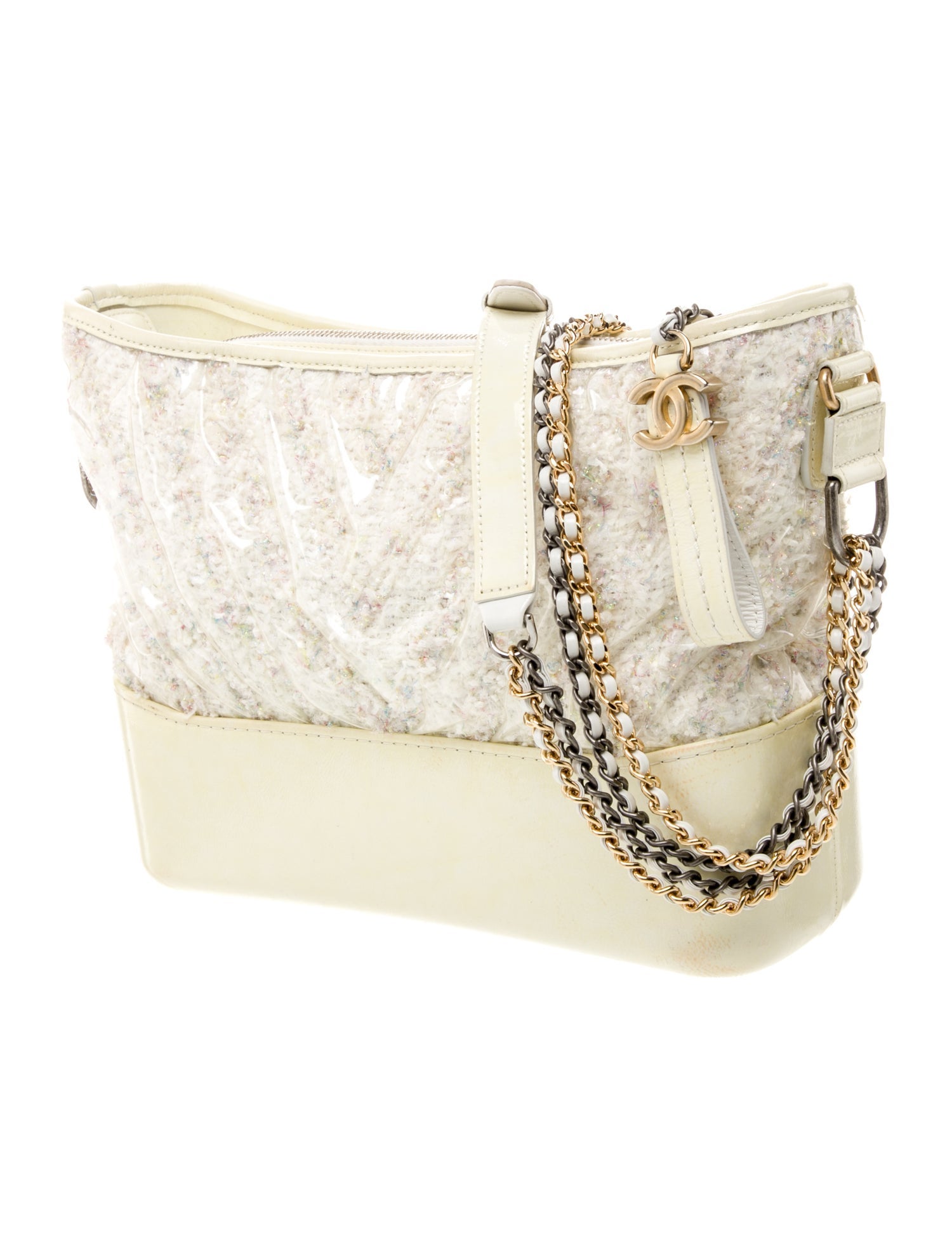 Chanel Medium PVC Chevron Gabrielle Tweed Hobo