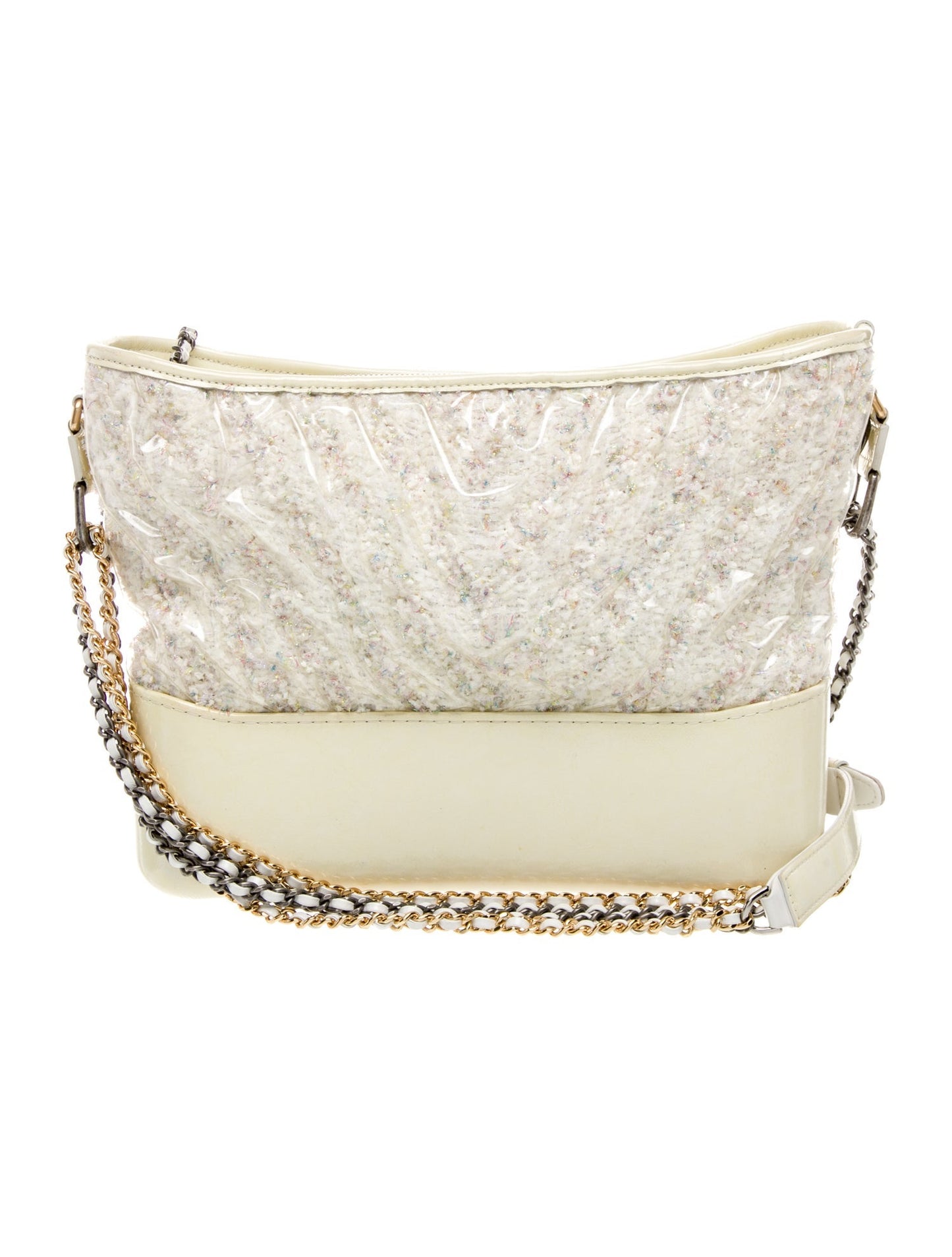 Chanel Medium PVC Chevron Gabrielle Tweed Hobo