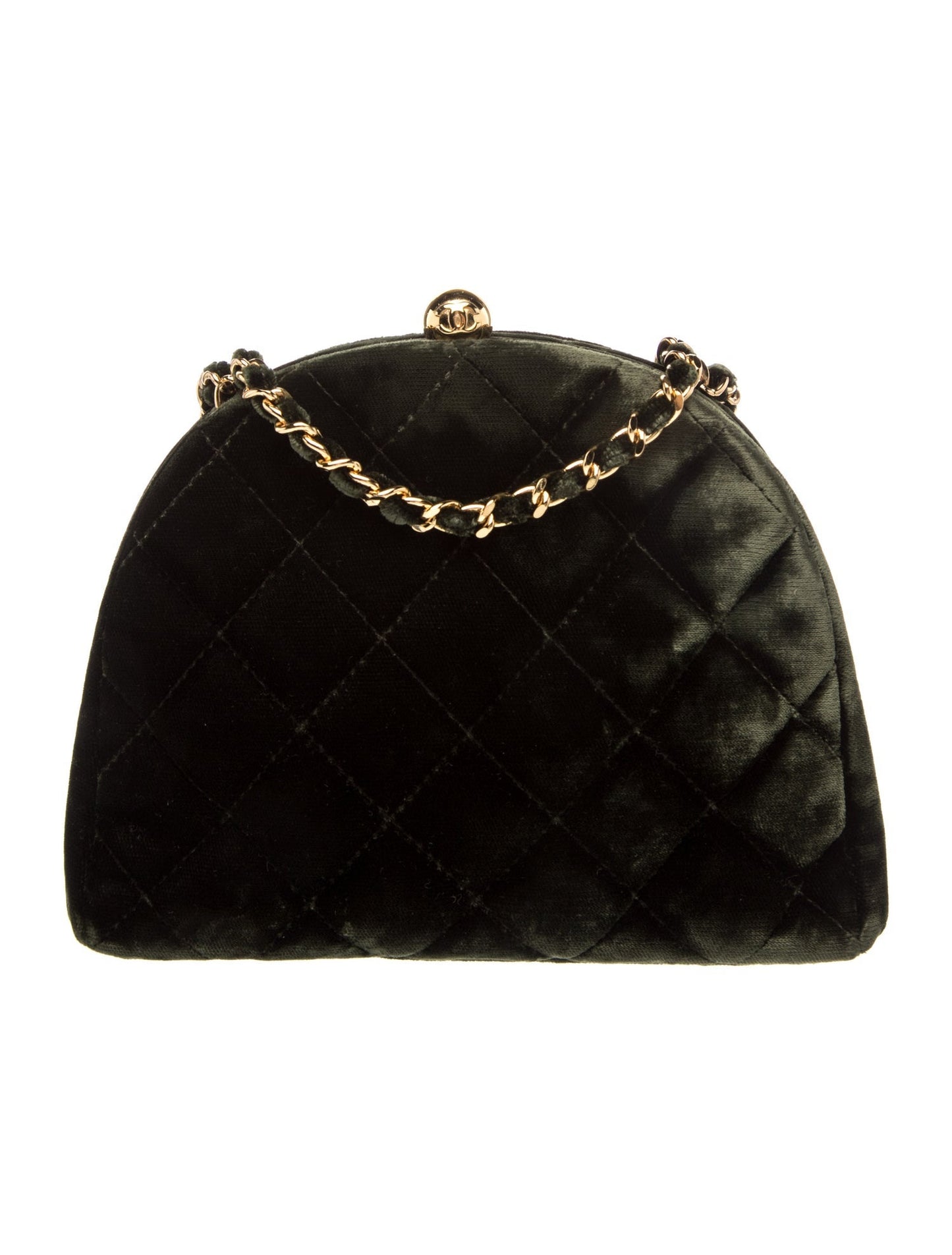 Chanel Velvet Quilted Clutch w/Chain