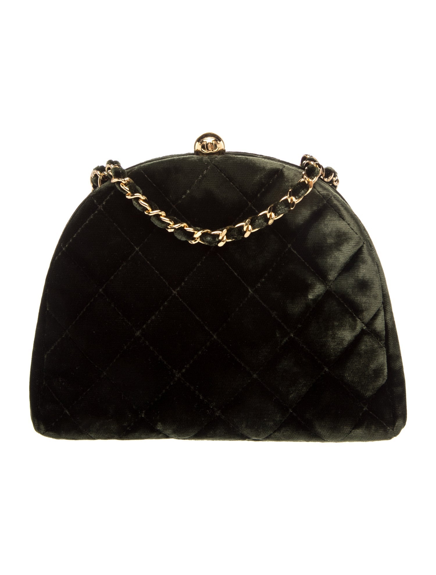 Chanel Velvet Quilted Clutch w/Chain