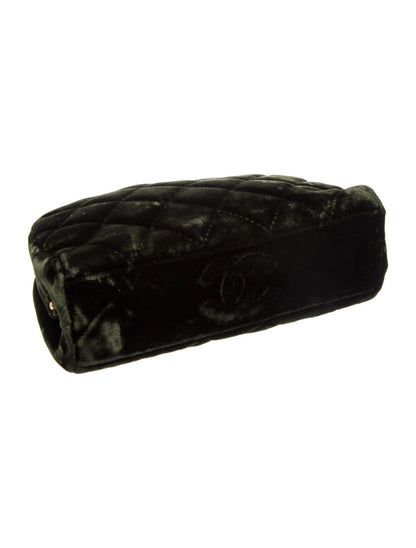 Chanel Velvet Quilted Clutch w/Chain