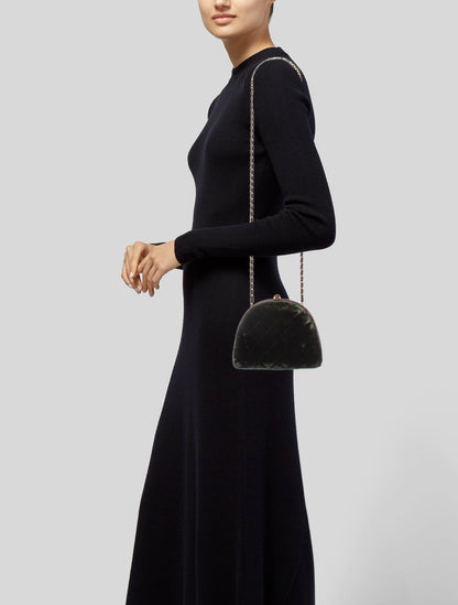 Chanel Velvet Quilted Clutch w/Chain