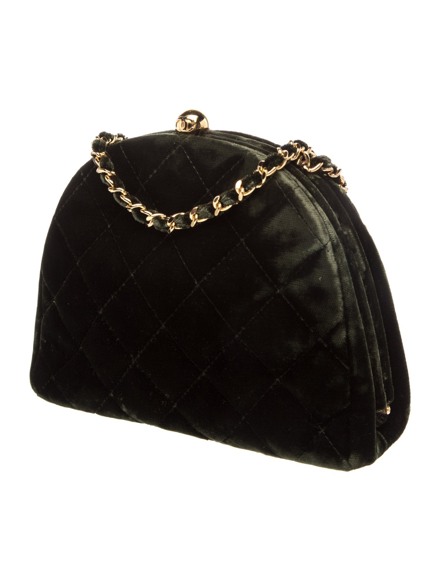 Chanel Velvet Quilted Clutch w/Chain
