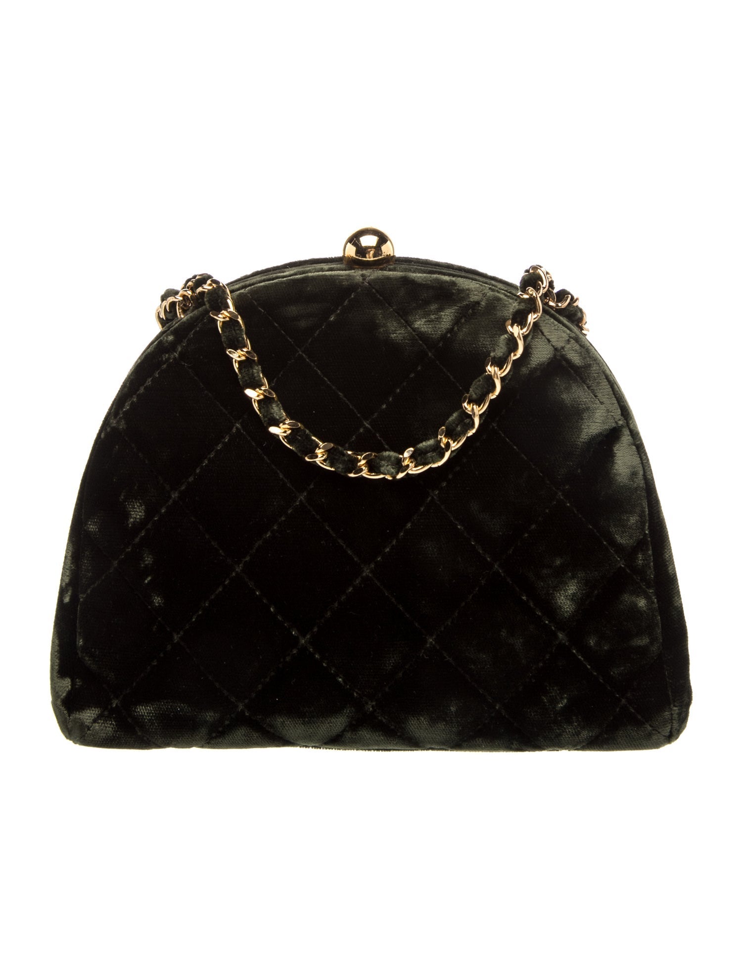 Chanel Velvet Quilted Clutch w/Chain