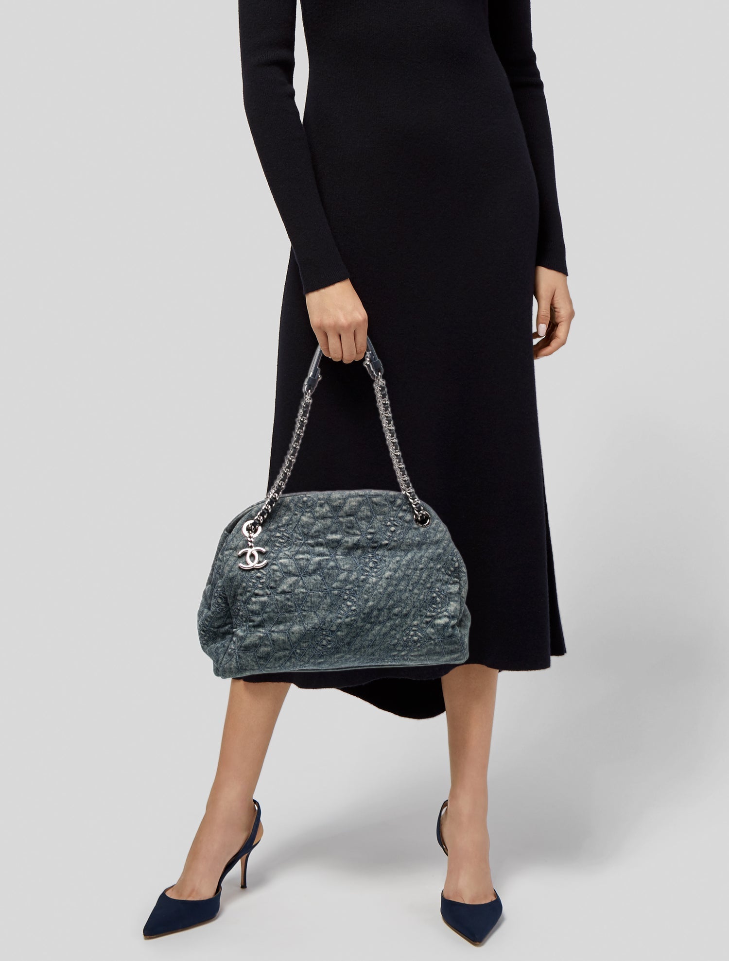 Chanel Denim Camellia Just Mademoiselle Bowler