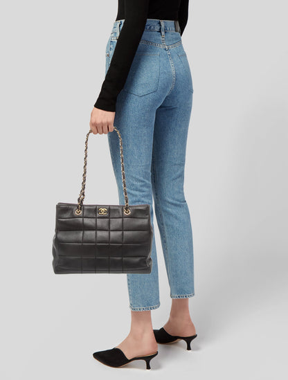 Chanel Square Quilt Shopping Tote