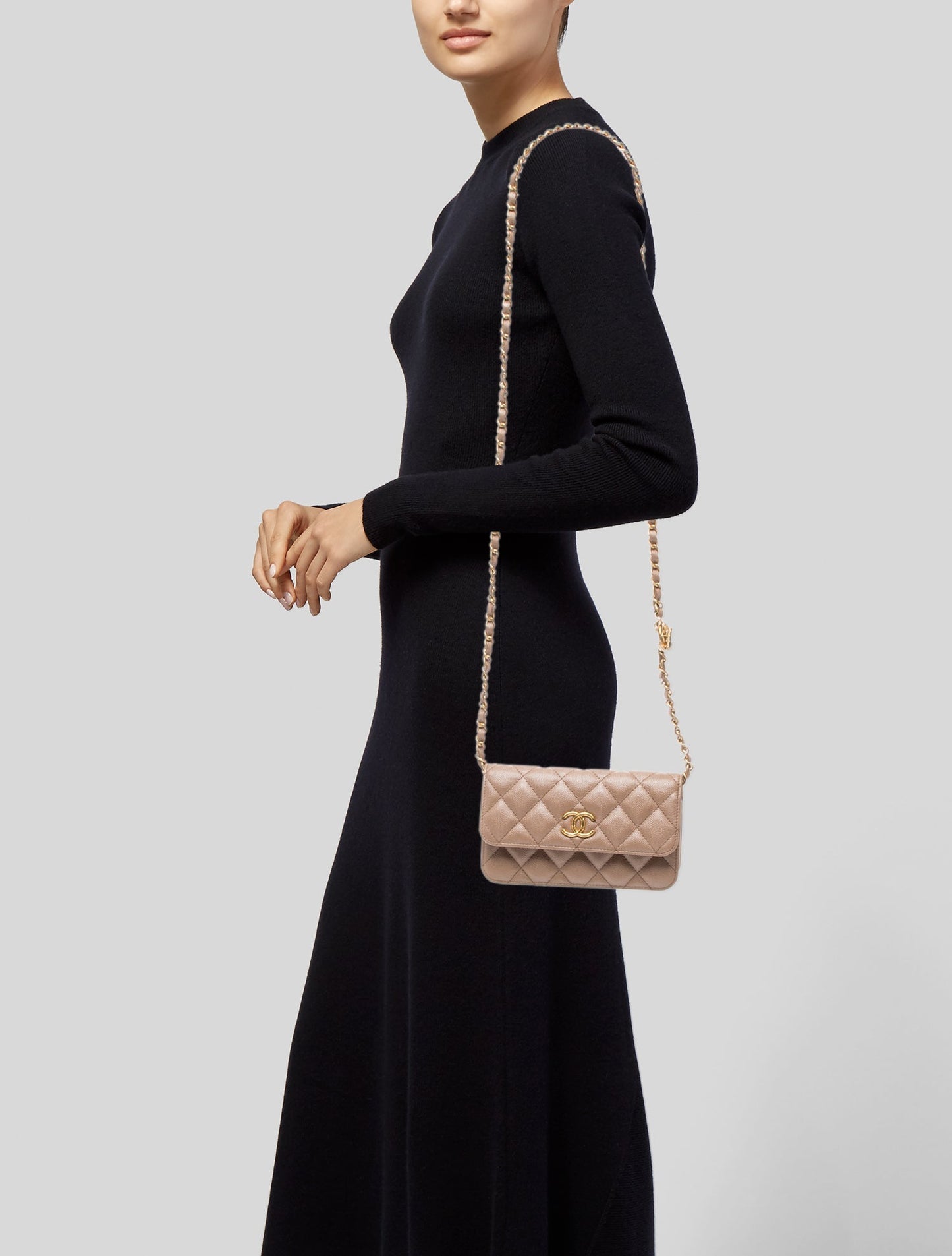 Chanel Caviar Phone Holder w/ Chain