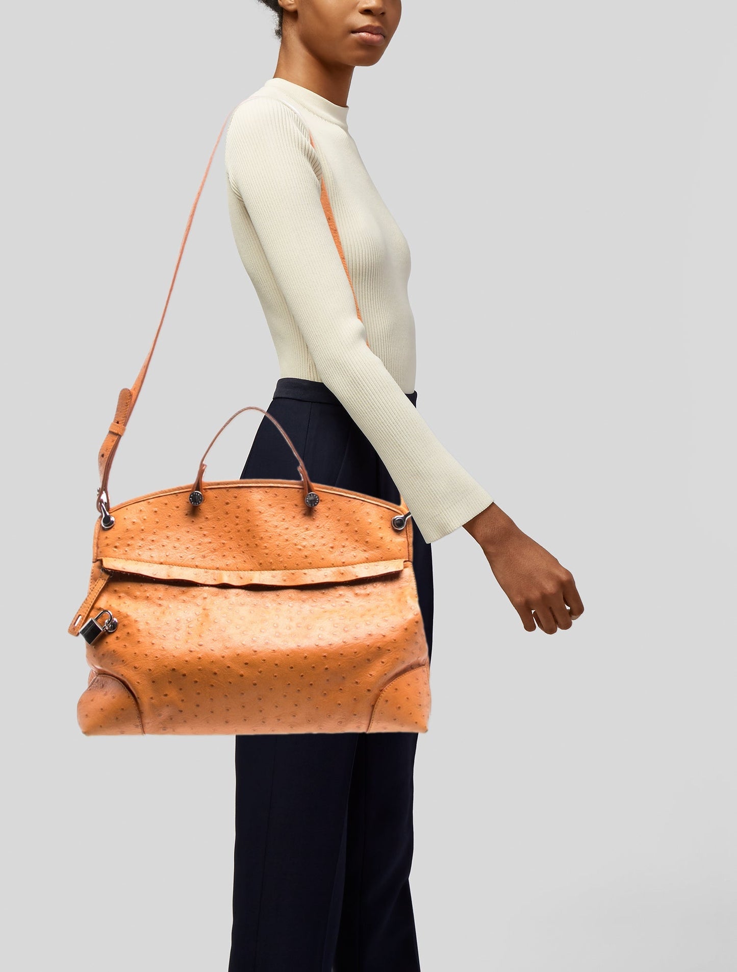 Furla Embossed Leather Top Handle Bag