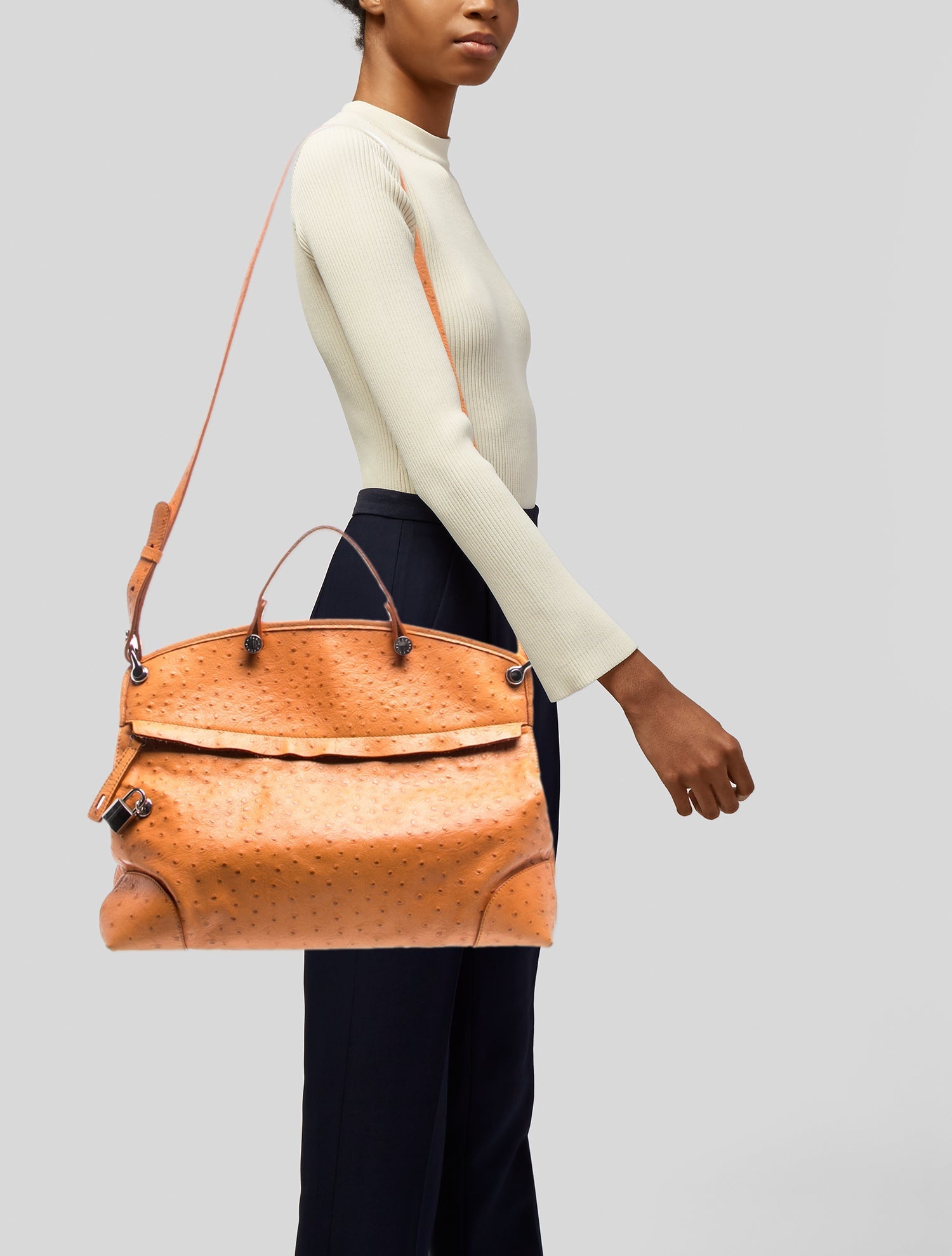 Furla Embossed Leather Top Handle Bag