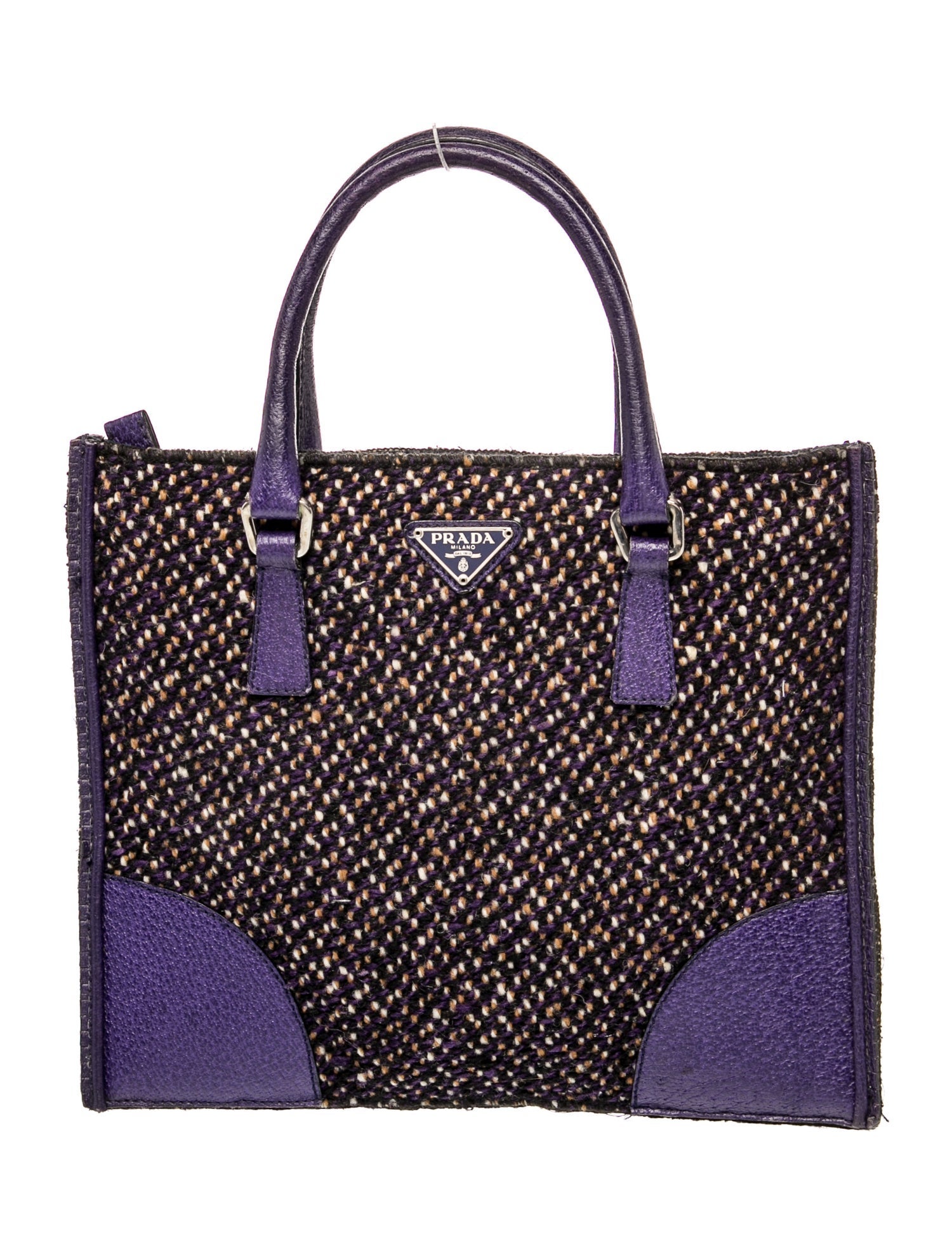 Prada Enameled Metal Triangle Top Handle Bag Small