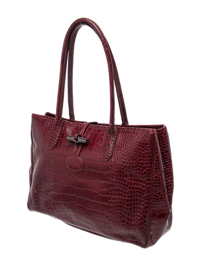 Longchamp Embossed Leather Shoulder Bag