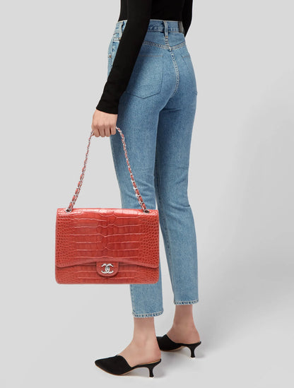 Classic Alligator Maxi Double Flap Bag