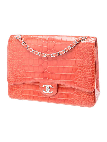 Classic Alligator Maxi Double Flap Bag