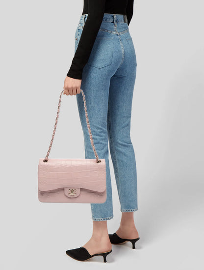 Classic Jumbo Alligator Double Flap Bag