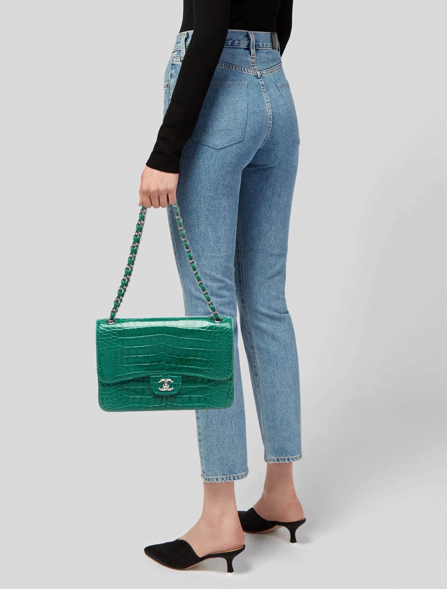 Classic Jumbo Alligator Double Flap Bag