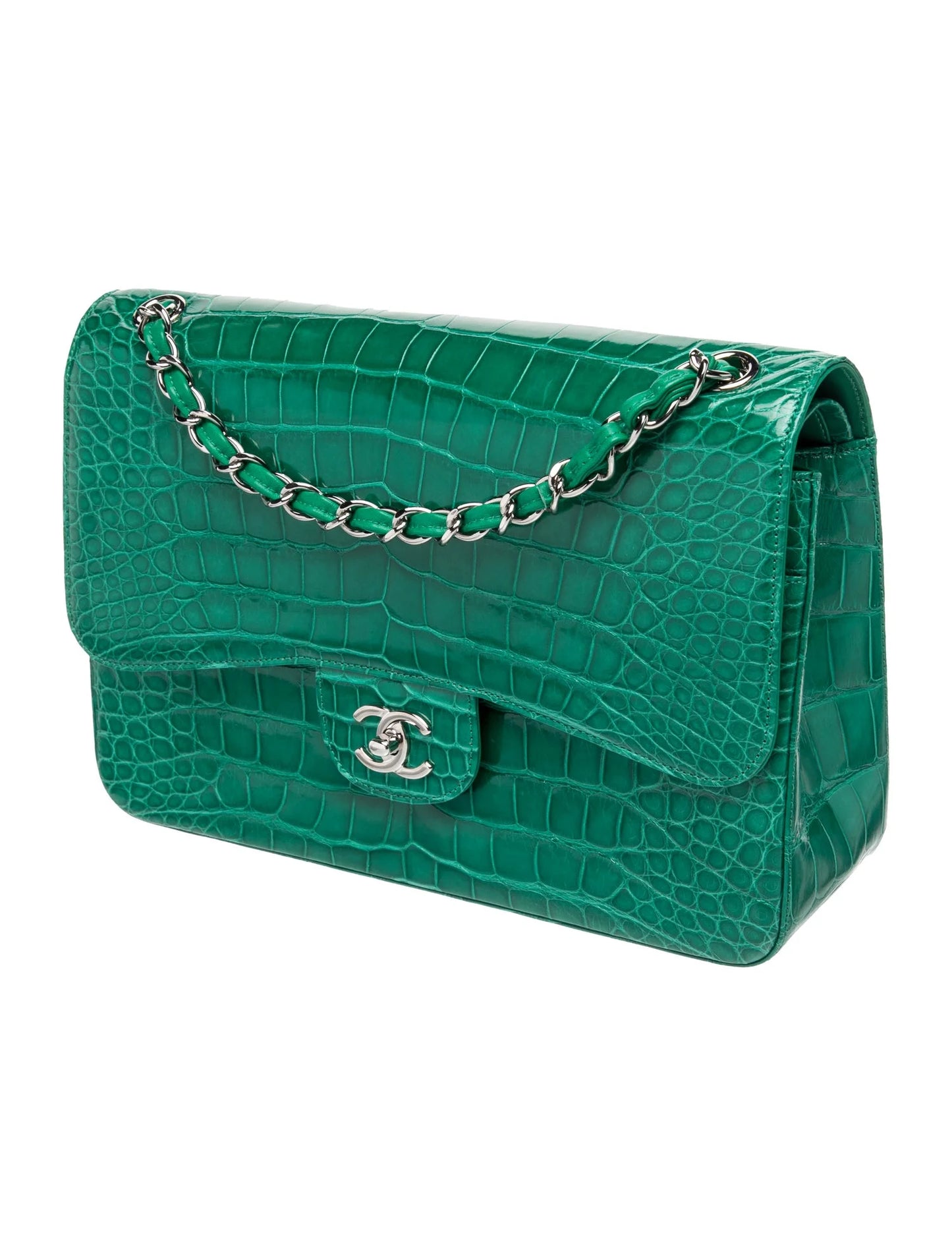 Classic Jumbo Alligator Double Flap Bag