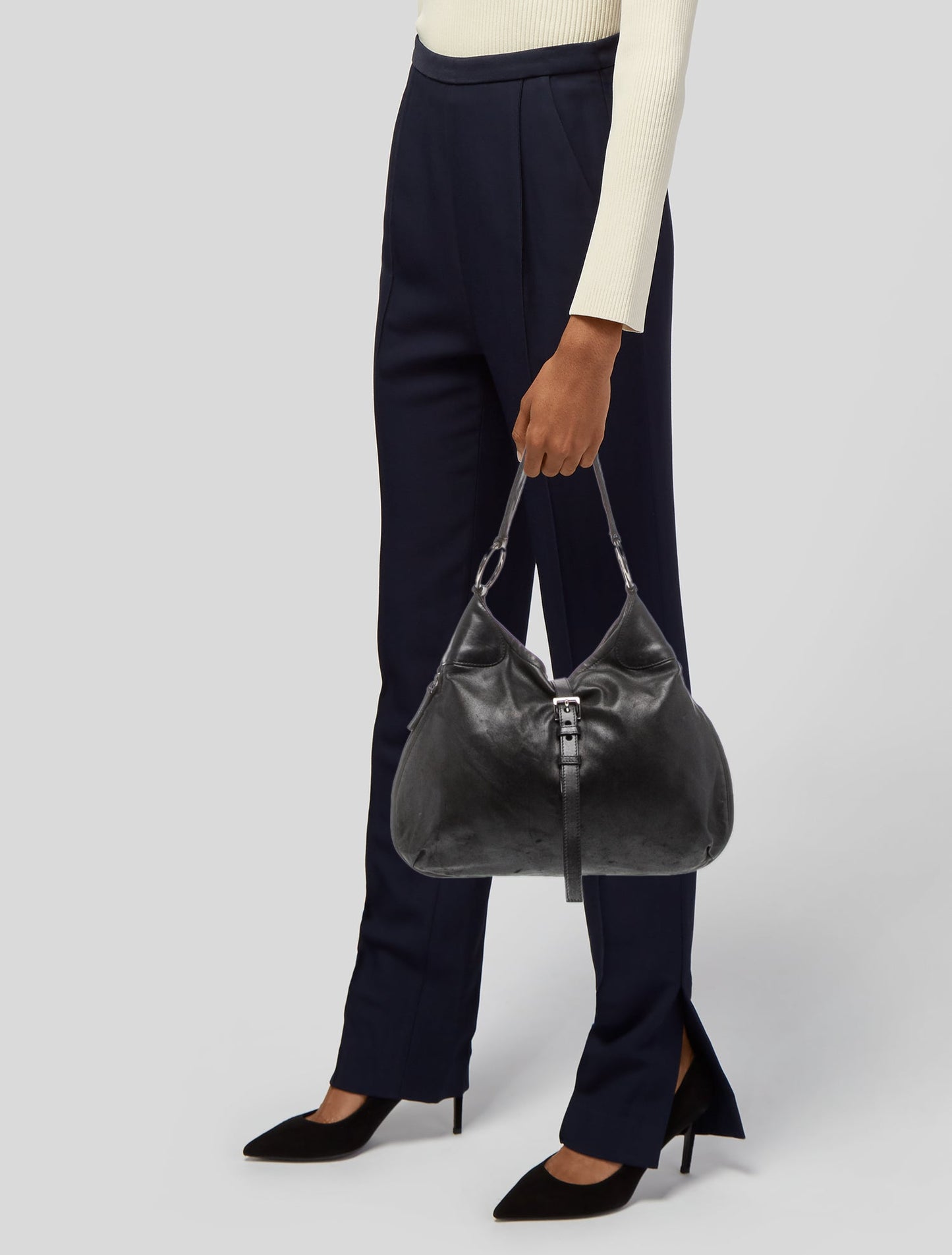 Prada Enameled Metal Triangle Shoulder Bag