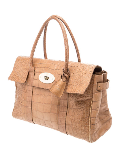 Mulberry Embossed Leather Top Handle Bag