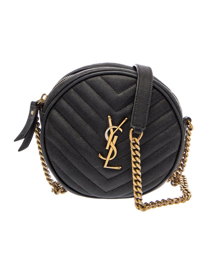 Saint Laurent Leather Leather Monogram Matelasse Vinyle Round Crossbody Bag