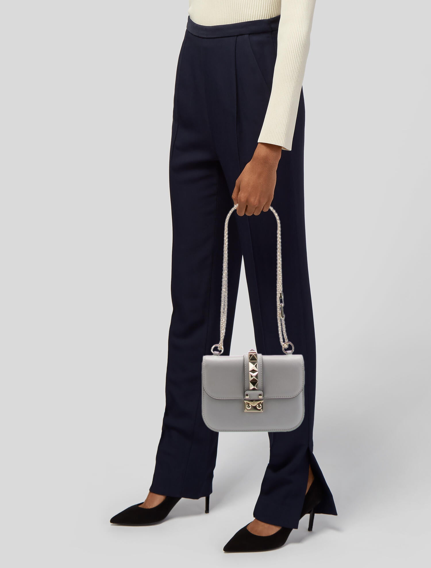 Valentino Leather Roman Stud Shoulder Bag