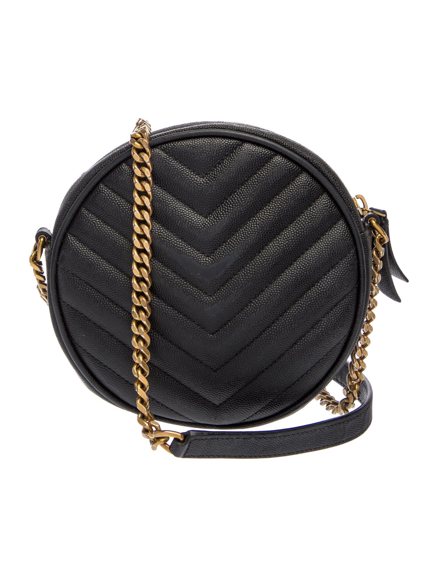 Saint Laurent Leather Leather Monogram Matelasse Vinyle Round Crossbody Bag
