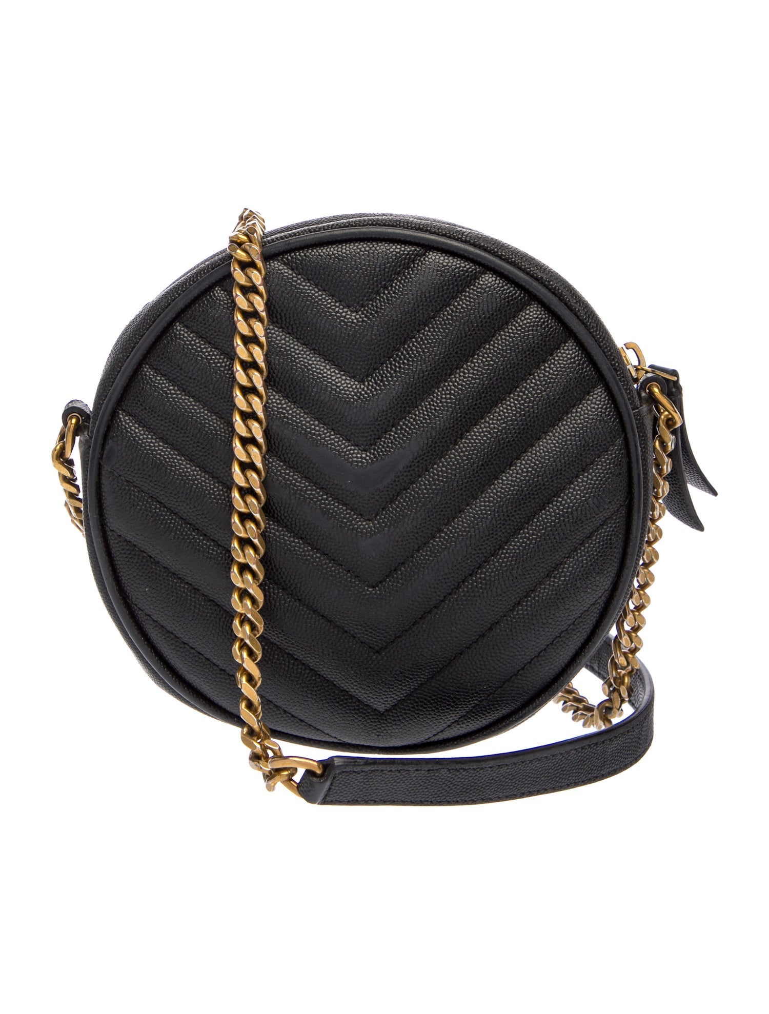 Saint Laurent Leather Leather Monogram Matelasse Vinyle Round Crossbody Bag