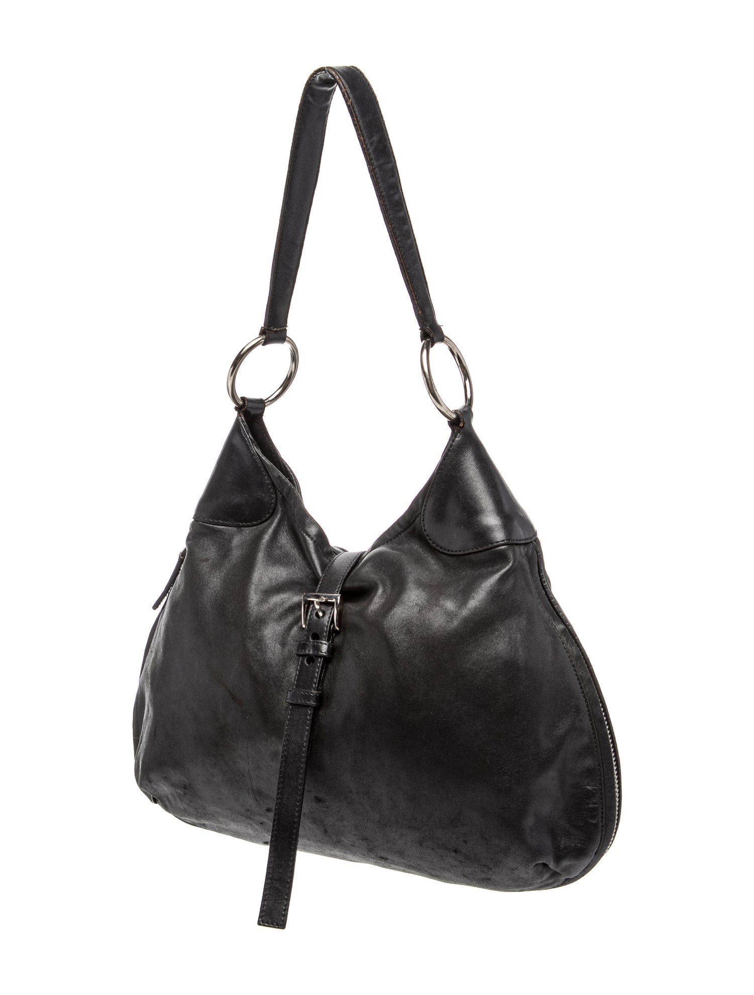 Prada Enameled Metal Triangle Shoulder Bag