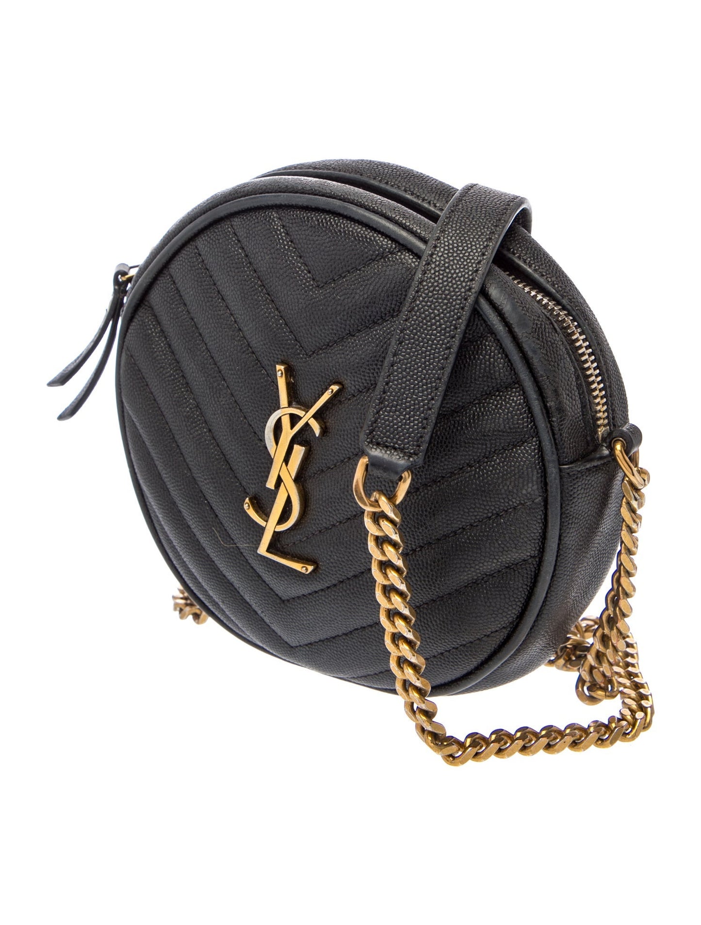 Saint Laurent Leather Leather Monogram Matelasse Vinyle Round Crossbody Bag