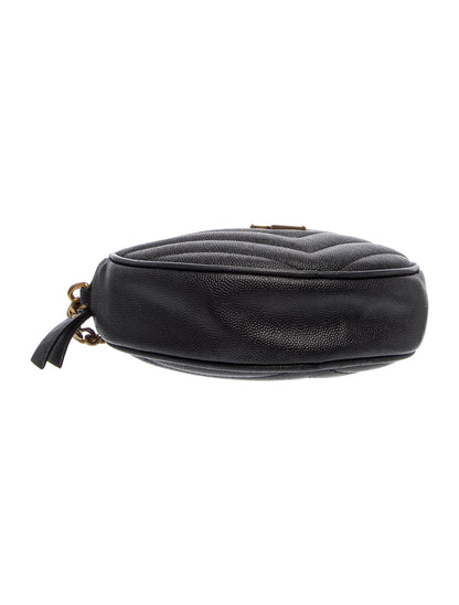 Saint Laurent Leather Leather Monogram Matelasse Vinyle Round Crossbody Bag