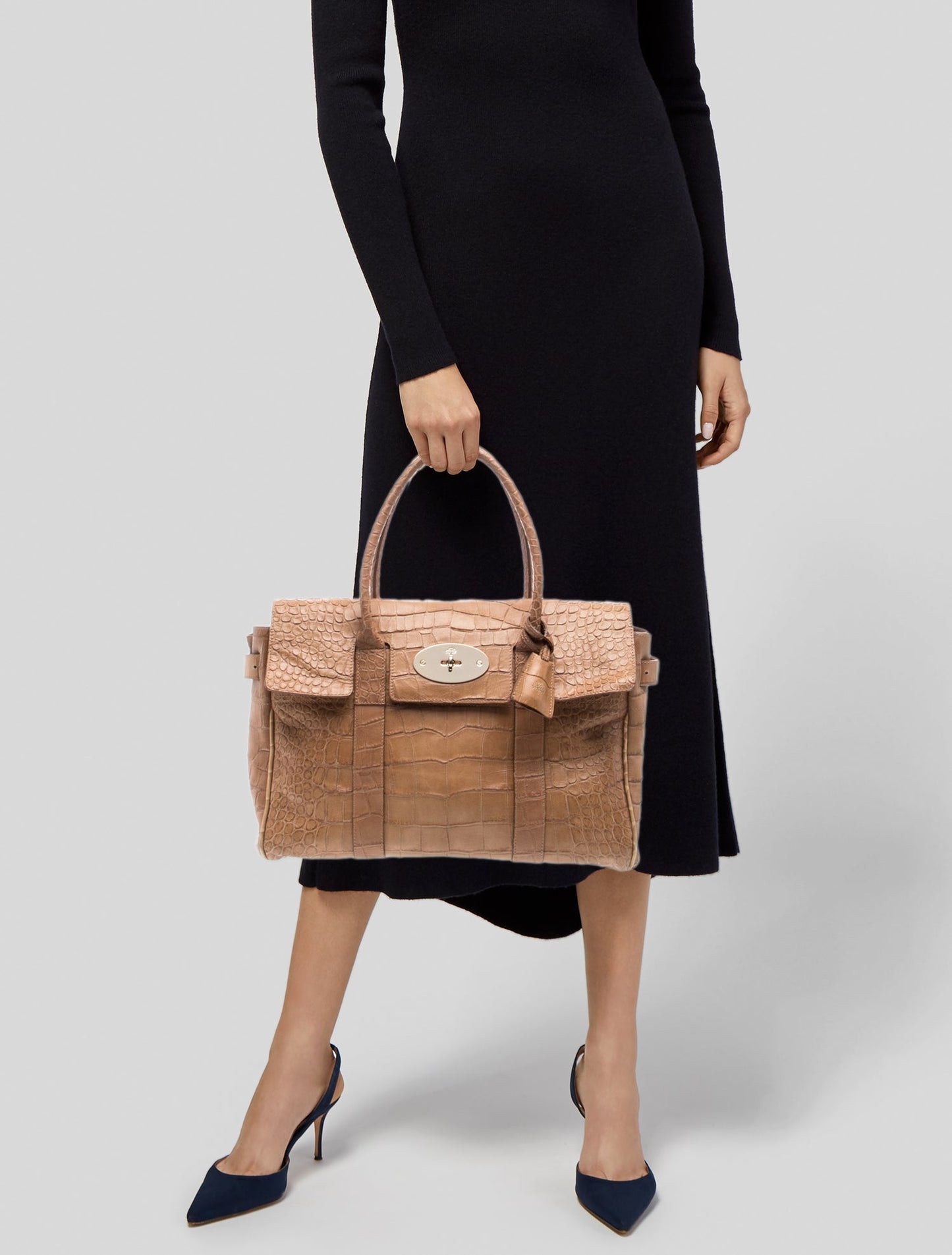 Mulberry Embossed Leather Top Handle Bag
