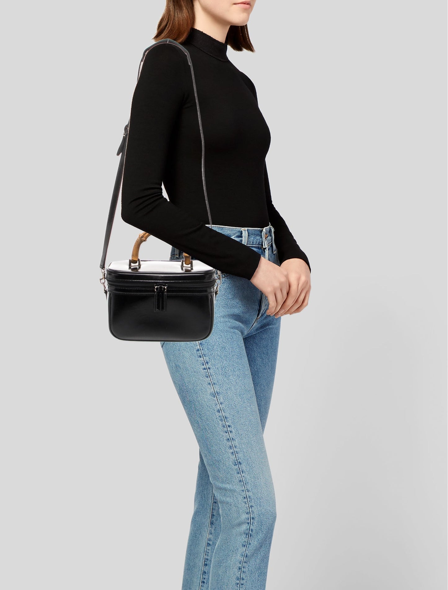 Gucci Leather Cosmetic Bag with crossbody strap