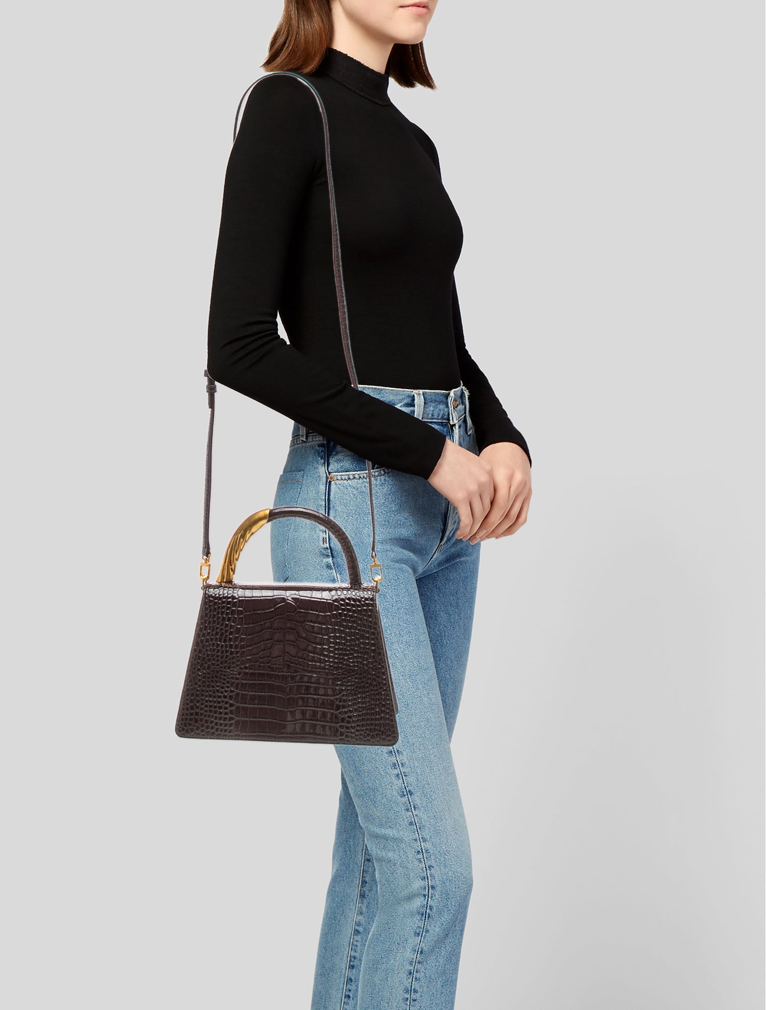 Donna Karan Embossed Leather Top Handle Bag w/ Tags