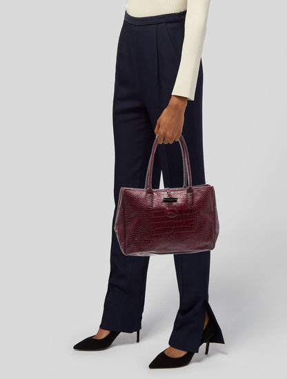 Longchamp Embossed Leather Shoulder Bag