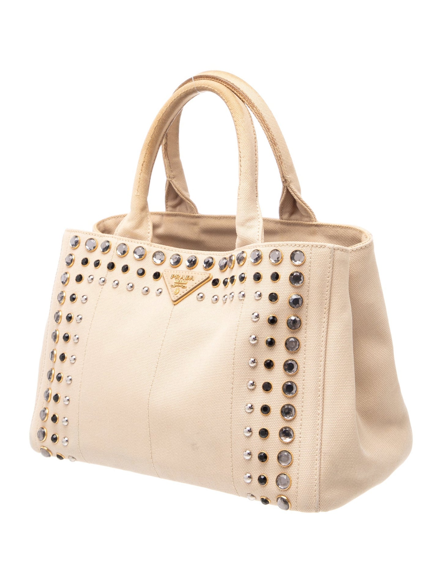 Prada Enameled Metal Triangle Grommet Canapa