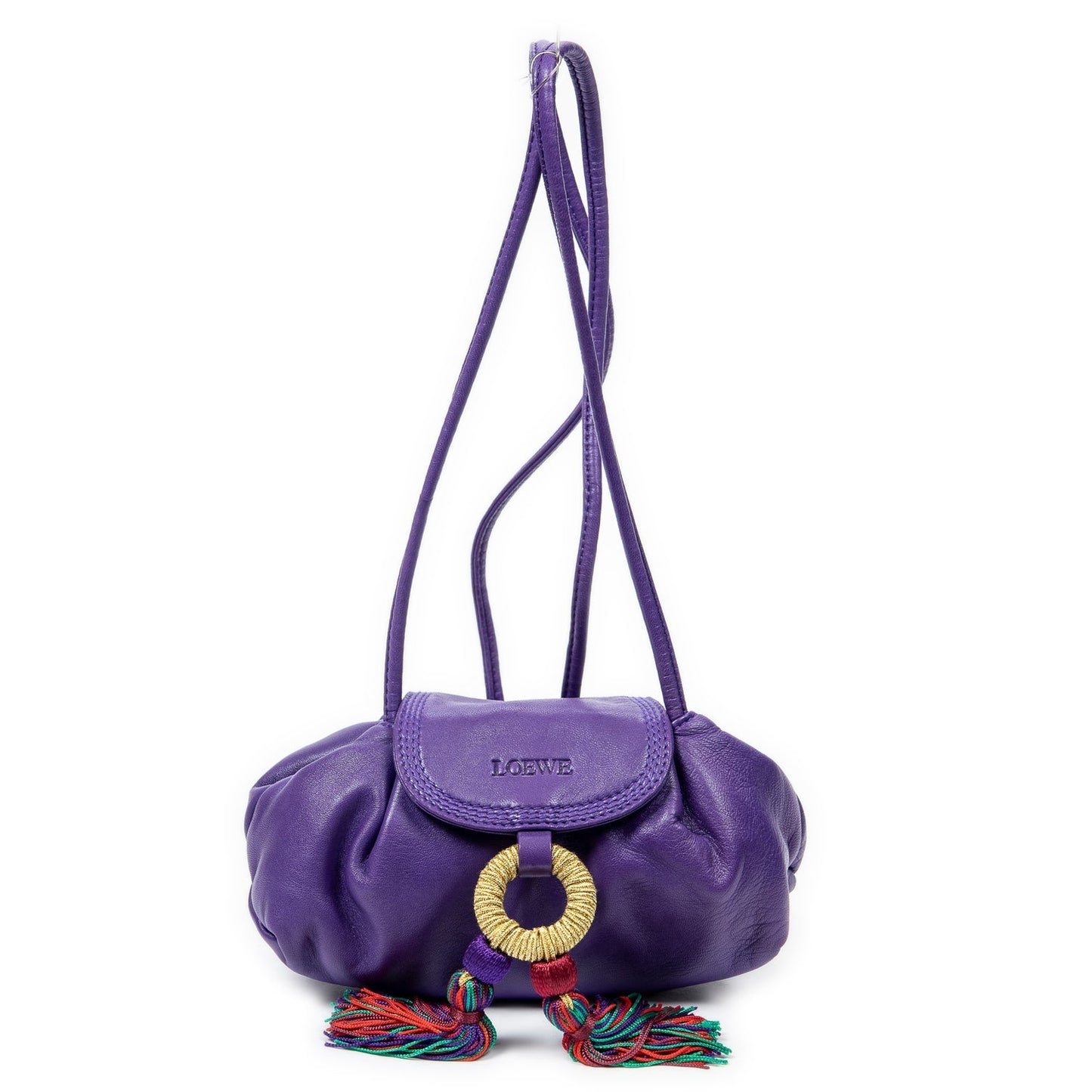 Loewe Leather Mini Flap Fringe Crossbody